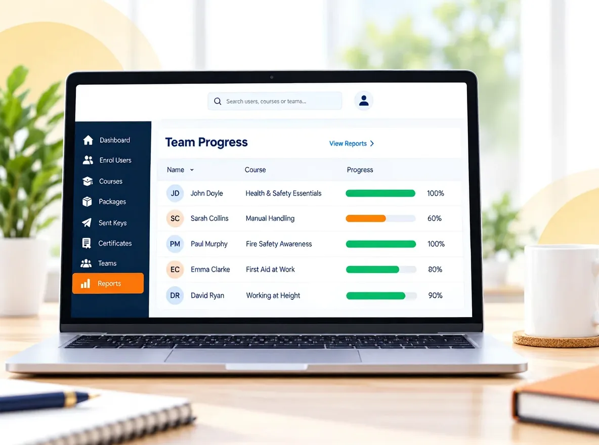 Team training progress dashboard